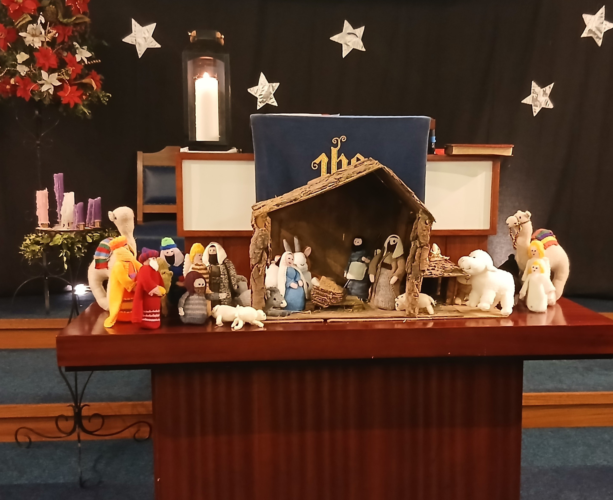 A 3D knitted nativity scene